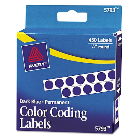 Avery Dennison Label, 0.25"Round, DarkBlue, PK450 05793